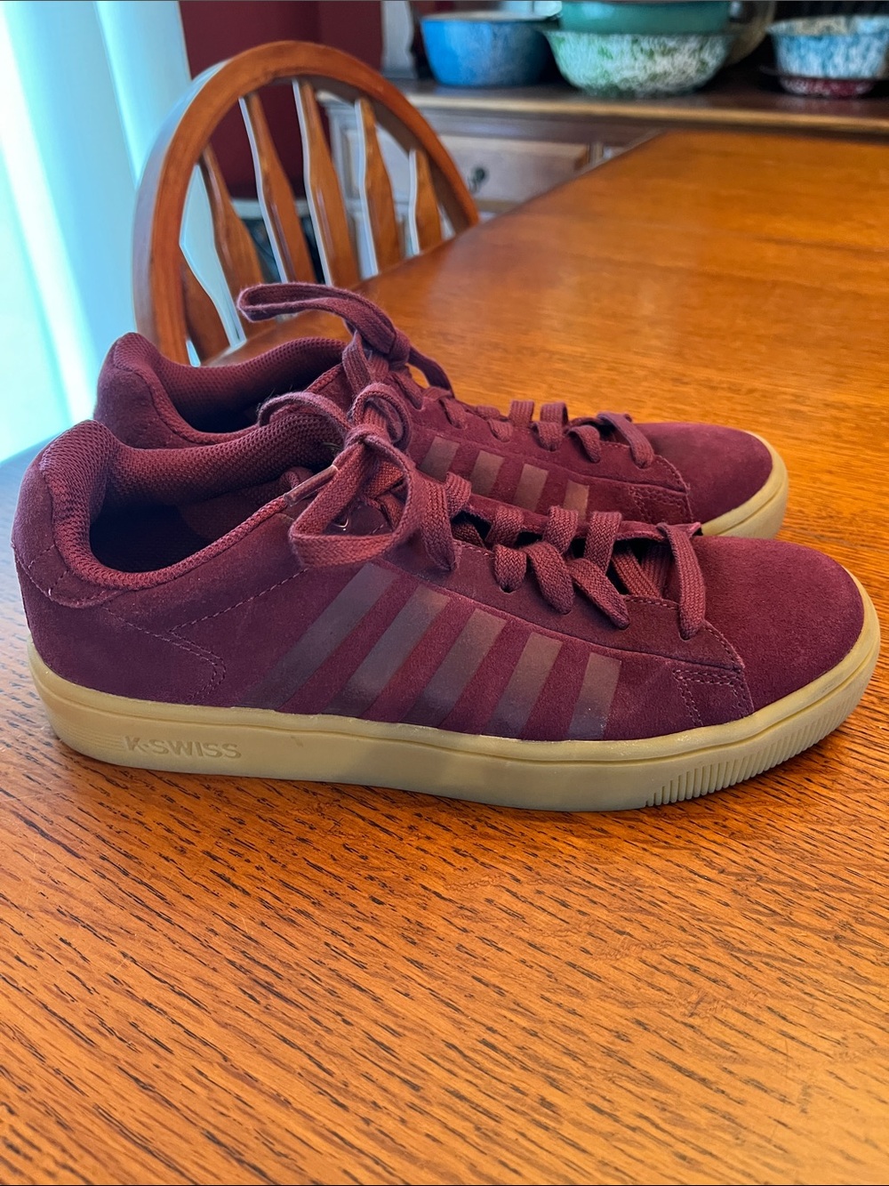 K-Swiss Court Franco Trainer in Burgundy Suede, size 8.5 - EUC